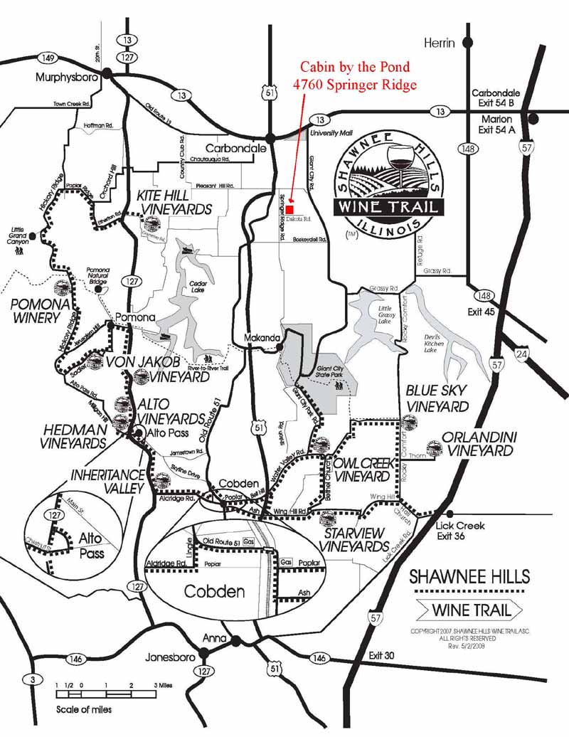 Shawnee Wine Trail Map - Cabin by the Pond